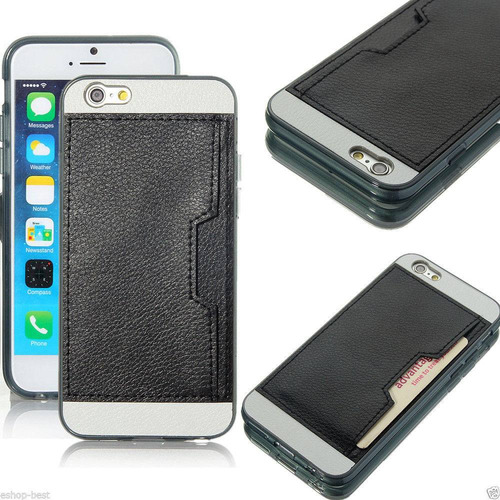 iPhone 6 6s Funda En Piel Negro Trasera