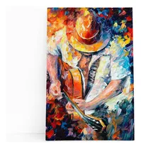 Comprar Quadros Canvas Arte Pinturas Artistas Pintores 100x70cm Cor Homem Tocando Violão Armação Borda Infinita