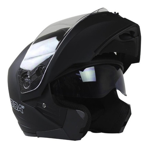 Casco Roda Luminar Abatible Luz Led Certificado Dot Negro