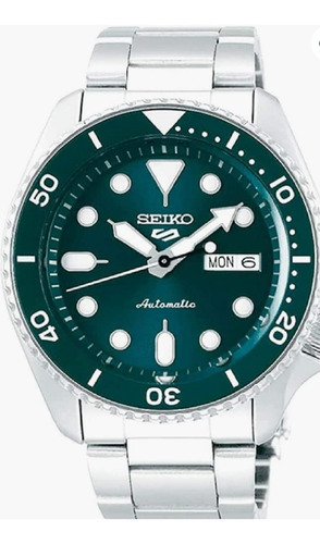 Seiko 5 Sports Reloj Hombre Watch Stainless Steel Color de la correa Plateado Color del bisel Verde oscuro Color del fondo Verde oscuro