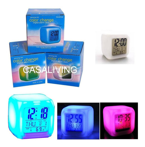 5 Unidades Reloj Cubo Led Despertador Digital Cambia Color