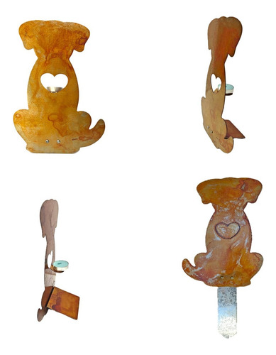 Pincho Deco De Chapa, Tutor De Plantas - Perro Porta Vela Óxido