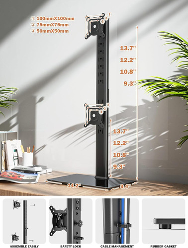Soporte Para Monitor Dualpantalla Vertical Apilable, Elevado