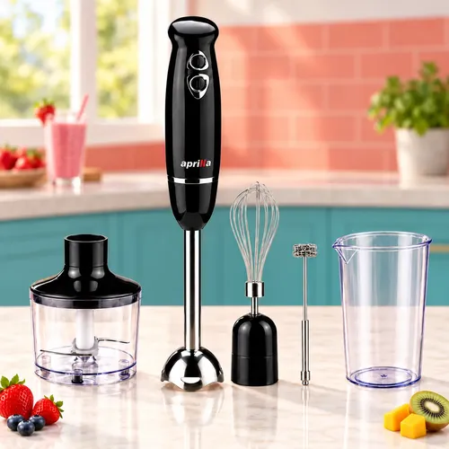 Minipimer Mixer Aprilla Batidora De Mano 5 En 1 Procesadora Negro
