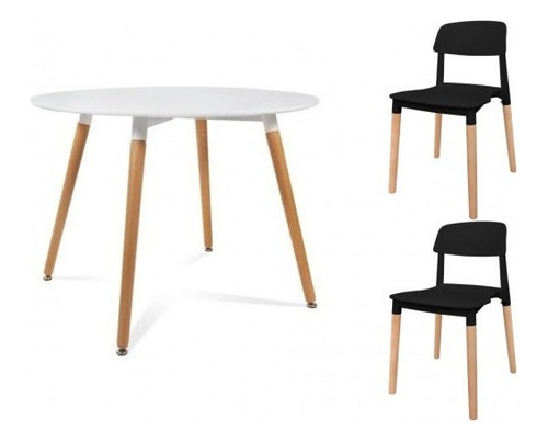 Juego De Comedor Mesa Eames 90cm + 2 Sillas Milan Baires4