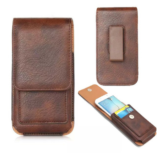 Brown Vertical Caso Correa Clip Funda De Cuero Para iPhone 7