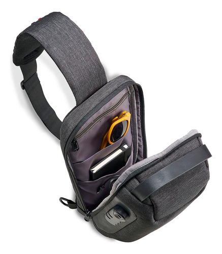 Bolsa Masculina Transversal Ombro Impermeável Com Trava Cor Azul Desenho Do Tecido Azul