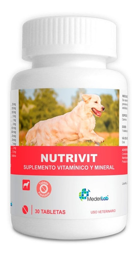 Imagen 1 de 1 de Mederilab Nutrivit 30 Tab Multivitaminico Perros