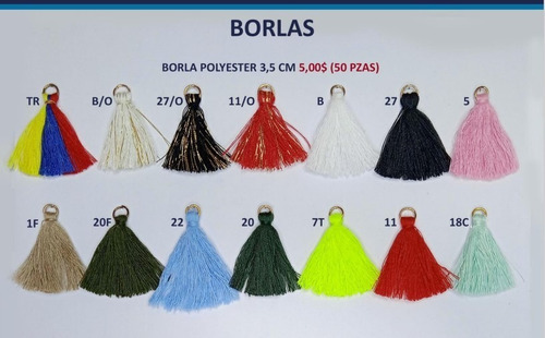 Borlas Polyester 3cm (50 Piezas)