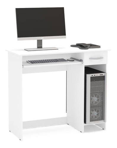 Escrivaninha Mesa Escritório Para Computador 1 Gaveta 90cm Cor Branco