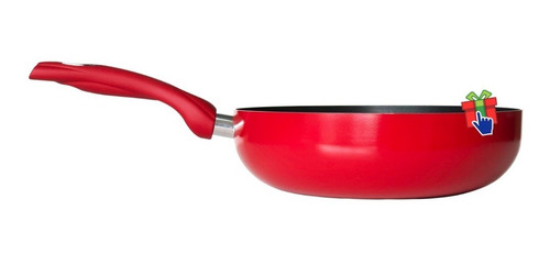Imagen 6 de 7 de Wok Rojo Teflón Tego Antiadherente 28cm Con Mango Frio