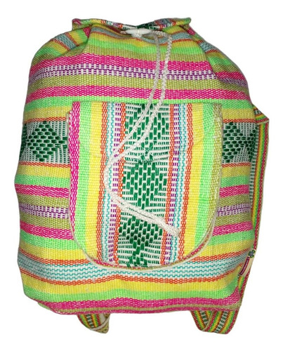 Morral Tejido A Mano, Mxixc-001, 1 Pza, 10kg, Verde/amarillo