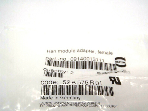 Package Of 2 Harting 0914-001-3111 Han Gigabit Cat 7a Mo Zzz