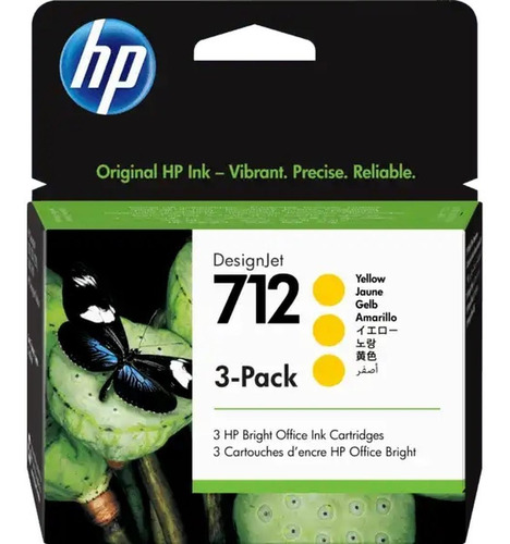 Cartucho 3 Pack Tinta Hp 712 Amarillo Plotter Designjet 29ml