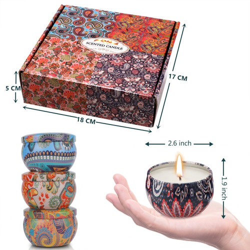 regalo para dama 4 piezas Bluearks Juego de velas aromáticas cera de soja natural de aromaterapia con tarjetas de felicitación paquete de flores