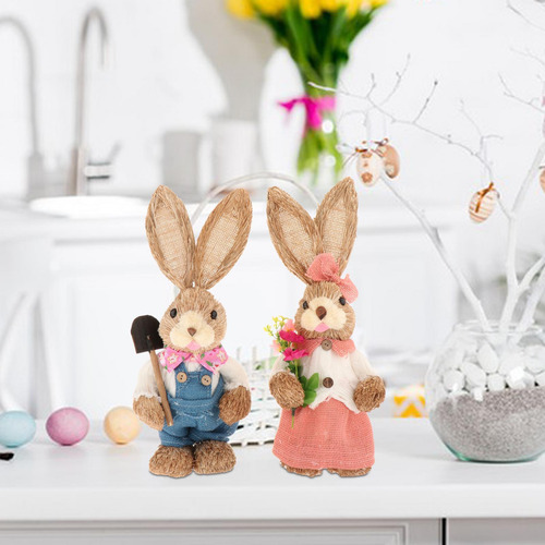 2x Estatuilla De Conejo De Primavera, Adornos De Estilo C