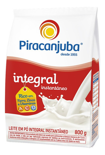 Leite Pó Instantâneo Integral Piracanjuba Sachê 800g