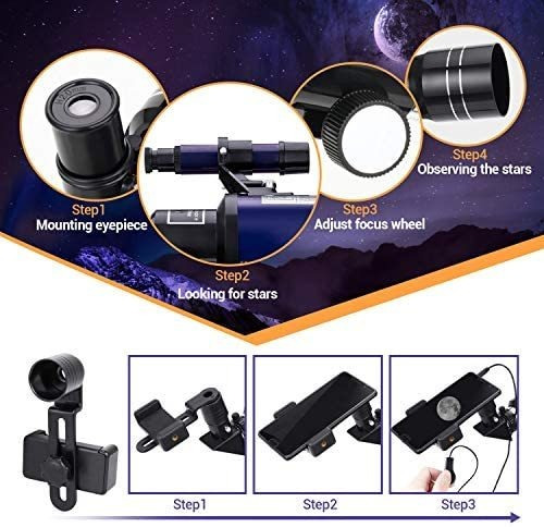 Imagen 6 de 6 de Telescopio Hd 150x Niños Y Adultos + Accesorios. Azul
