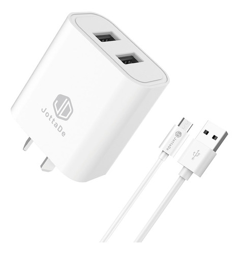 Cargador Rapido Jd T-24 Cable Micro Usb 2.4 A Blanco-*