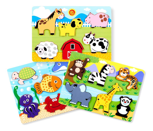 Exploratoy Chunky Puzzles Para Niños Pequeños 1-3, Granja, M