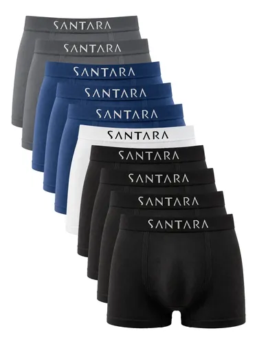 Kit Com 10 Cuecas Boxer Microfibra Sem Costura Santara