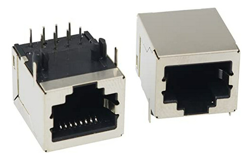 Conector Rj45 Hembra 8p8c Blindado Para Pcb, 10 Piezas - Áng