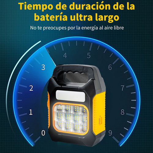 Lámpara Linterna Recargable Portátil Camping Solar Led Amarillo