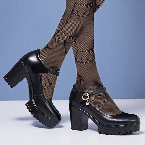 Zapatillas Clase De Dama Y Tacón Grueso Y Cómodo