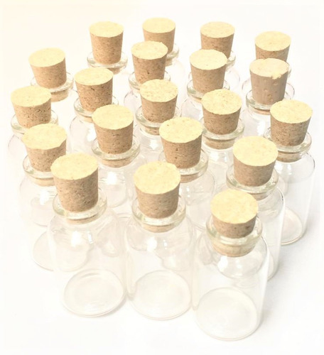 Imagen 1 de 5 de Frascos Vidrio 10 Ml Con Corcho × 60 Unidades Mini Botellas 