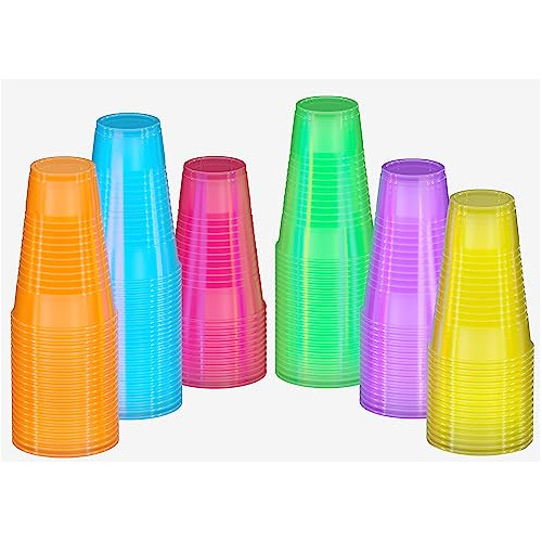 Vasos Fluorescentes Fiesta Luz Negra, 120 Pack, 16 Oz