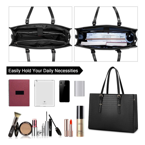 Bolso Para Computadora Portátil Para Mujer Bolso De Mano De Negro.