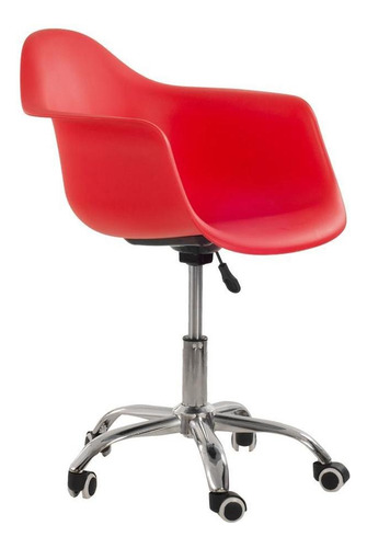 Cadeira Rodízios Eames Office Com Braços Escritório Vermelho