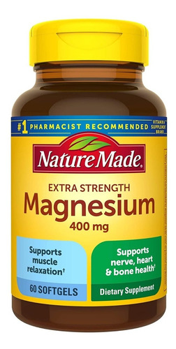 Magnesio 400 Mg Estra Fuerte Nature Made 60 Capsulas Blandas