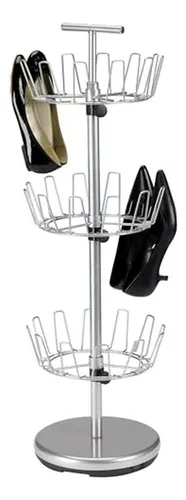 Organizador De Zapatos Giratorio De 3 Niveles, Plateado