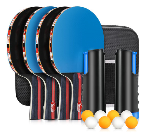 Fostoy Juego Tenis Mesa 4 Paleta Ping Pong 8 Pelota Red Para