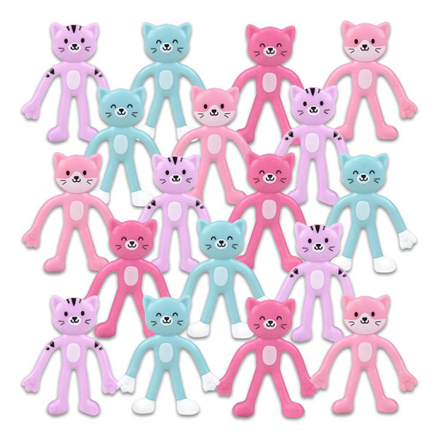 Figuras De Gatos Flexibles Multicolor 48 Piezas Plastico