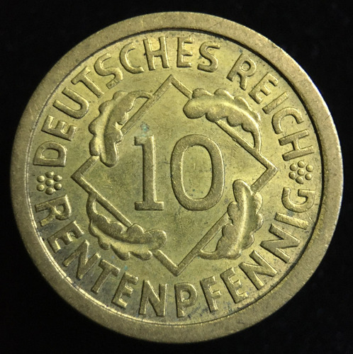 Alemania, Weimar, 10 Rentenpfennig, 1924 J. Sin Circular