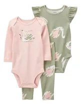 Comprar Conjunto Carters Set 3 Piezas Bebe 2 Body Rosa Y Pantalon Rosa 3-6 M