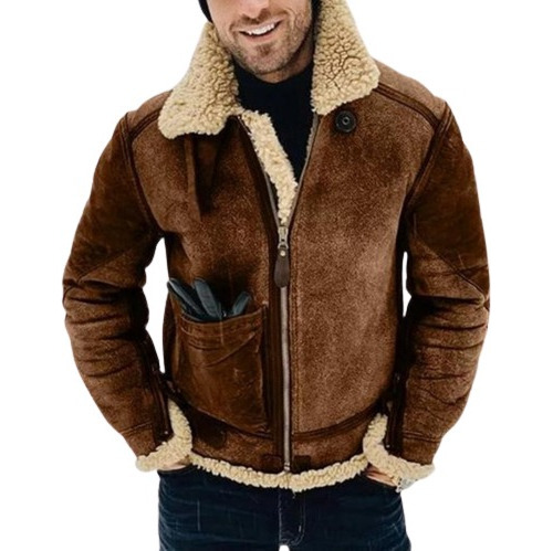 Chaqueta Clásica De Cuero Sintético Para Hombre