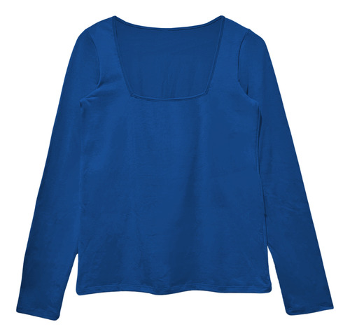 Algodon - Remera Manga Larga Escote Cuadrado Xs Al Xl