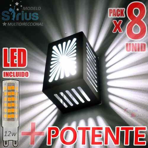 Aplique Pared Exterior Moderno Efecto Regulable Led 12w X8u 