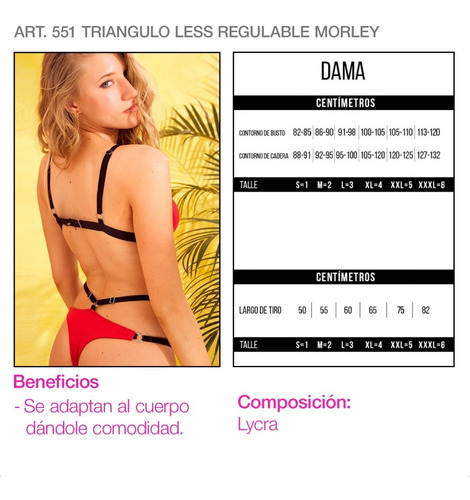 Imagen 3 de 6 de Malla Bikini Dolcisima 551 Triangulo Less Regulable Morley