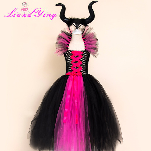 Maléfica Bruja Vestido Halloween Niños Cosplay Vestido