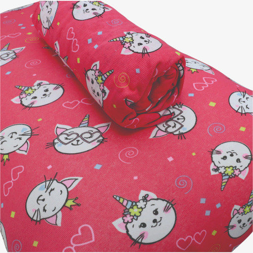 Jogo De Cama Gatinho Unicórnio Solteiro Com Elástico 2 Peças