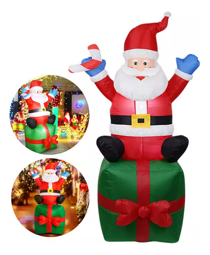 1.8m Inflable Navidad Navideño Papá Noel Con Regalos Luz Led