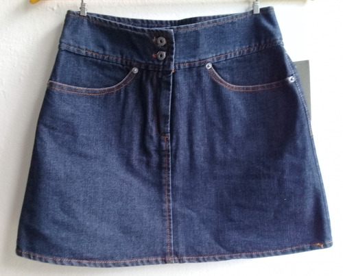 Minifalda Jean, Azul Oscuro. T. 36. Nueva C/etiqueta. 