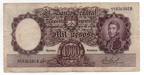 Billete Argentina 1000 Pesos Moneda Nacional B# 2166 Fragata