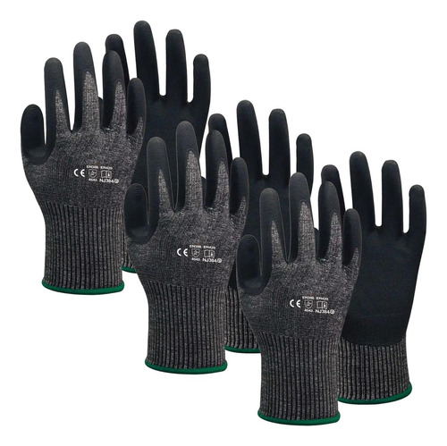 Guantes De Seguridad Anticorte, Mxgbc-003, 3 Pares, M, Negro