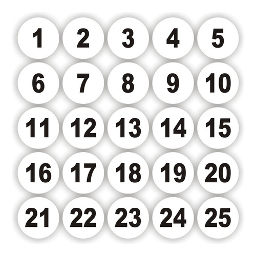 Adesivos Numerados 1 A 100 Redondo Fundo Branco Medida 15cm