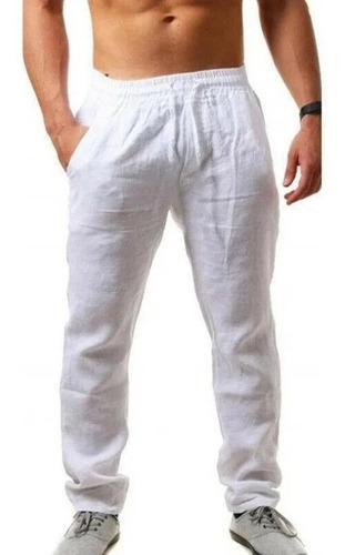 Pantalones De Lino De Algodón De Los Hombres De Color Só [u]